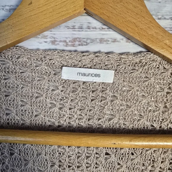 Maurices Open Knit Cardigan Size 3X Neutral Lightweight Beige Boho - Picture 3 of 5